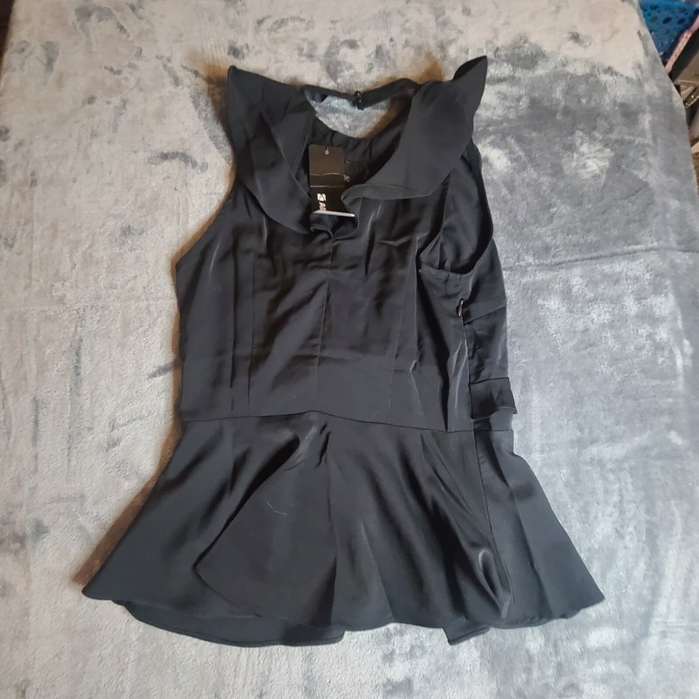 Allegra K NWT Black Peplum Lace Insert‎ Size XS Top